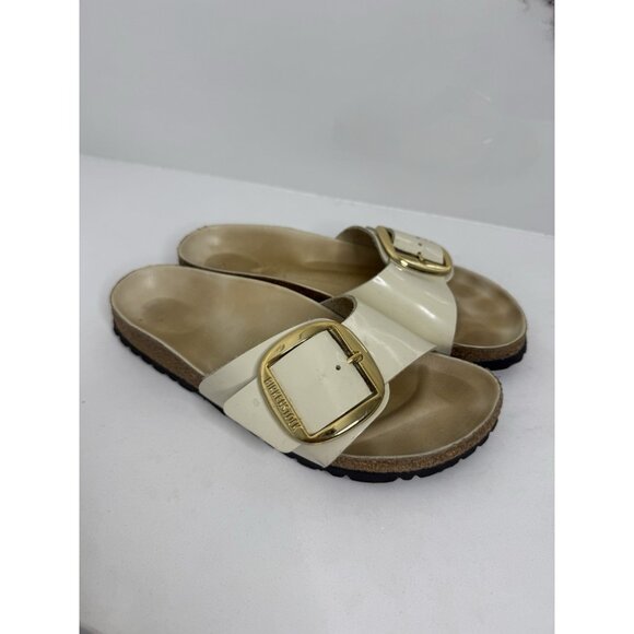 BIRKENSTOCK MADRID BIG BUCKLE SLIDE SANDALS ECRU WOMEN'S SIZE 8-8.5US/ 39EU - Picture 1 of 7